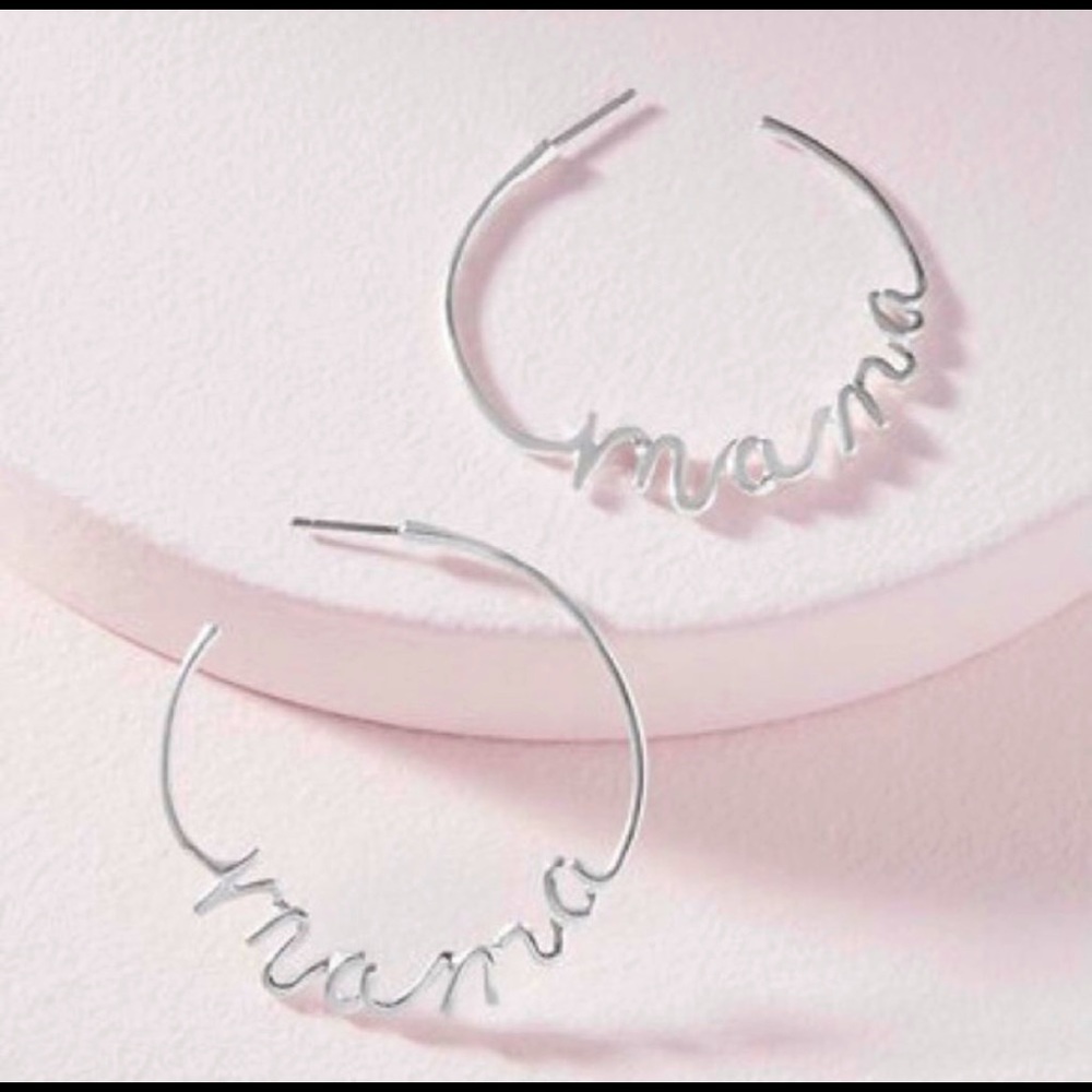Stella & Dot mama hoops silver